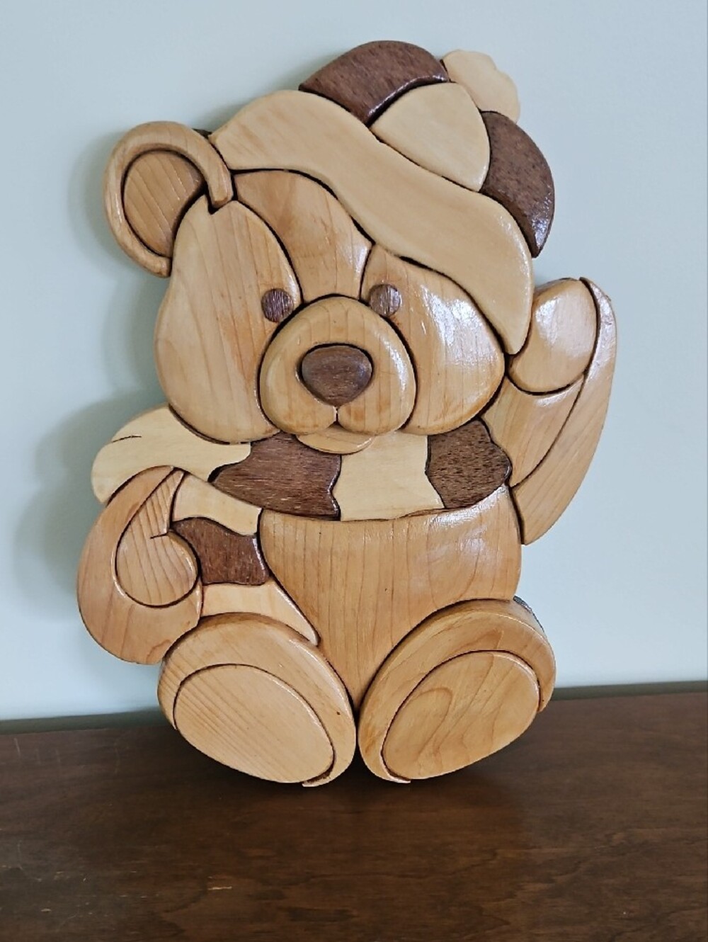 Handcrafted Intarsia Wooden Bear Wall Decor - Picture 5 of 5